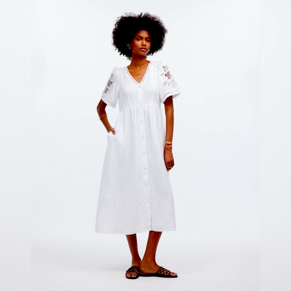 Madewell: Cassie Button-Front Midi Dress in Linen